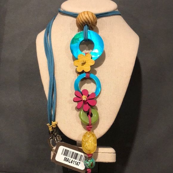 TRESKA Modern Abstract Multicolor MultiMedia Necklace NWT - Picture 1 of 9